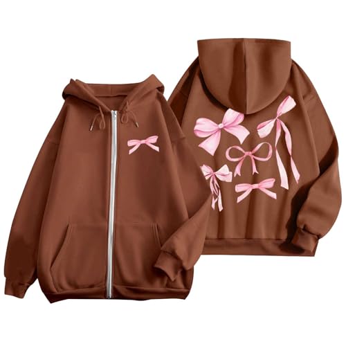 Sweat-shirt femme automne zippé pull à capuche casual oversize manche longue