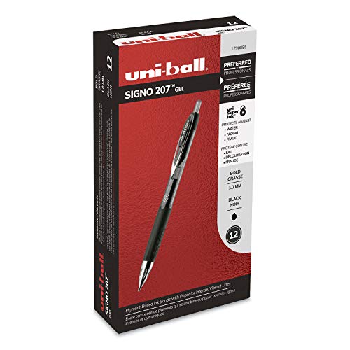 Uni-Ball Signo 207 Retractable Gel Ink Rollerball Pens, Bold Point