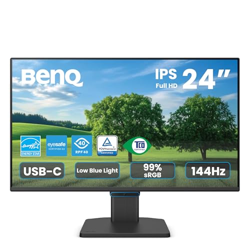 BenQ GW2490C 23.8" IPS Computer Montior 1080P FHD 144Hz Game-Ready, Home Office, USB-C, Visual Optimizer, Flicker-Free, Low Blue Light, Ultra Slim Bezel, TUV-Certified, Eye-CareU