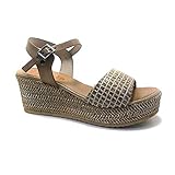  PORRONET 2735 Larisa, Sandalias con cuña y Plataforma, para Mujer, Color Taupe - Cuero Talla: 41