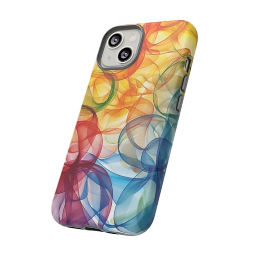 Coque rigide mate iPhone 14 multicolore à motif abstrait de formes fluides