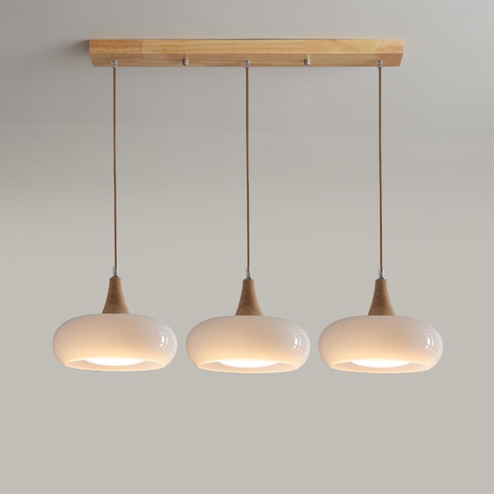 LED-plafondlamp, 11 witte melkglas hanglamp brons glas midden van de