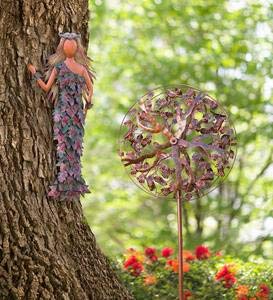 Wind & Weather Copper-Colored Tree Of Life Metal Wind Spinner, All-Weather, Outdoor Use, Nature-Inspired Details, Kinetic Garden Art, 24" Dia. X 10¼"D X 75" H, Antique Faux Copper Finish #TOP6