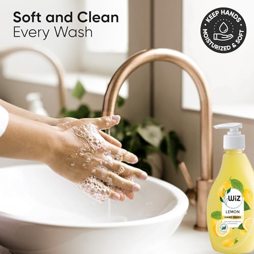 Image of Wiz Lemon Hand Wash Refill Pouch - 1L (Pack of 4) | pH Balanced | 70% Less Plastic | Zesty Lemon Freshness | Germ Protection | Gentle & Moisturizing Formula