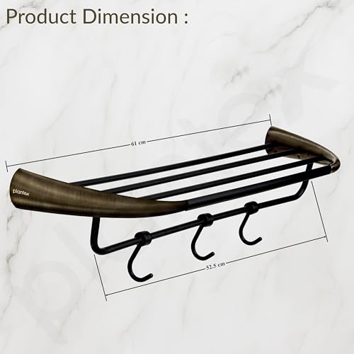 Image of Plantex Smero Pure Brass 24 inch Towel Rack for Bathroom /Towel Stand /Hanger /Towel Holder /Towel Bar /Bathroom Accessories - Contrive (Rich Antique)