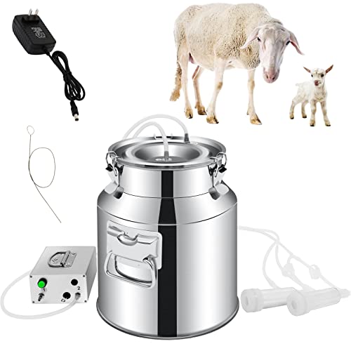 Milking Machine with 2 Teat Cups 14L Milking Machine for Goat Automatic Portable Livestock Milking Equipment