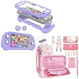 FIWWAT Switch Lite Case Purple and Switch Lite Accessories Bundle Pink