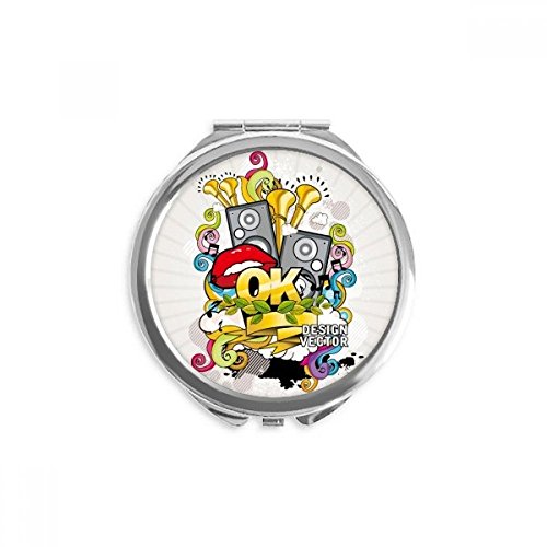 Miroir de poche rond graffiti multicolore 2,6 x 2,4 pouces effet stéréo