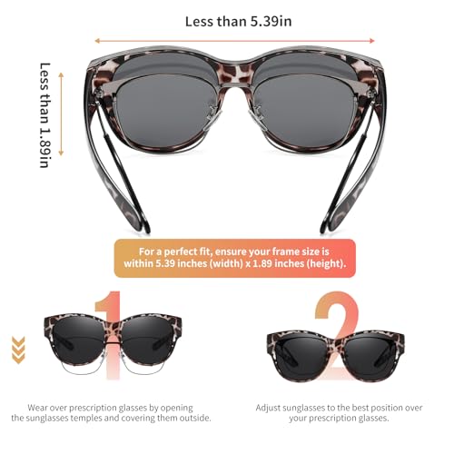 GEGURI Fit Over Glasses Polarized Sunglasses for Women & Men, Stylish Cat Eye Design Sun Glasses 100% UV Protection3