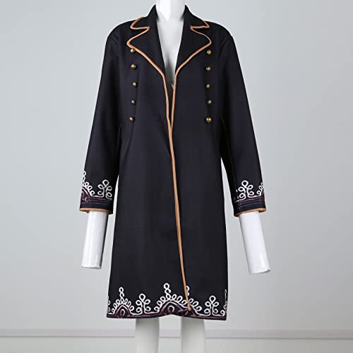 Women's Early Spring Coats Jackets 2023, Winter Sweater Dress Blazer Casual Classic Fleece Jackets Women's Mid Length Long Sleeve Printed Warm Woolen Coat Outwear With (Xl, Black) #TOP2