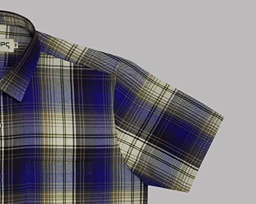 Image of GHPC by Arihant Men's 100% Cotton Plaid Checks Half Sleeves Regular Fit Formal Shirt