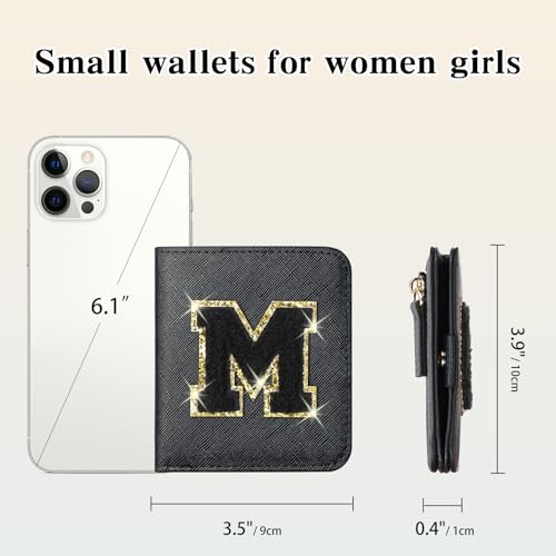 Image of RNIEGA Initial Wallet Women Small Teen Girl Gifts Trendy Stuff Girls Wallets Personalized Christmas Birthday Gift for Women Friends Daughter Granddaughter 6 7 8 9 10 11 12 13 Year Old Black M