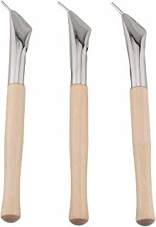 Ruiwaer 1 Set Ceramic Art Tool Batik Pens 3 Pieces Natural Wood Color with Wooden Handles Ceramic Batik Printing Pens for Fabric Painting and Sketching Tools