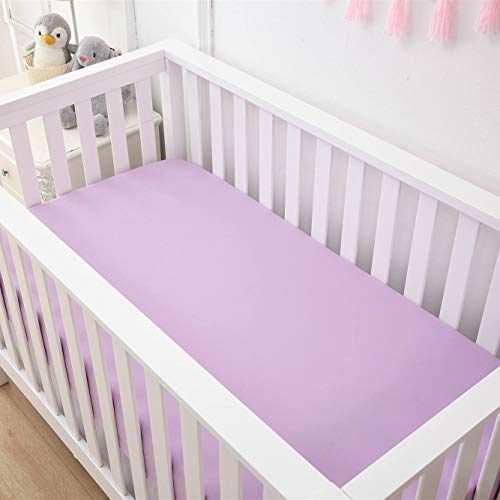 Belsden 3 Pack Microfiber Durable Crib Sheets Fitted, Silky Soft Smooth Breathable Baby Sheets Set For Girls, 28''X52'' Fits Standard Crib And Toddler Mattresses, Light Purple & Pink & Red #TOP4