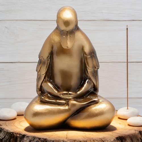 Figura Decorativa de Pato Meditando Dorado en Resina miniatura 2
