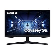 Samsung Odyssey G5 Series 27-Inch WQHD 2560x1440 Gaming Monitor, 144Hz, Curved, 1ms, HDMI, Display Port, FreeSync Premium LC27G55TQWNXZA