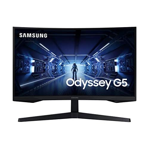 SAMSUNG Odyssey G5 Series 27-Inch WQHD (2560x1440) Gaming Monitor, 144Hz, Curved, 1ms, HDMI, Display Port, FreeSync Premium (LC27G55TQWNXZA)