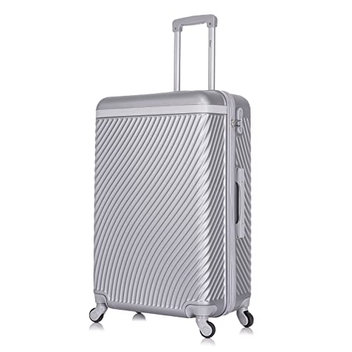 Senator ABS Lightweight Travel Luggage Trolley with 4 Quite Spinner wheels KH1065 (Checked Luggage 28-Inch, Silver White)