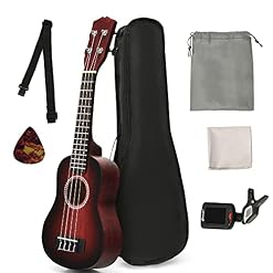 COSTWAY 21 Pouces Ukulélé Kit, Uke En Bois Pour Débutant Enfant Adulte, avec Sac de Transport, Accordeur Numérique… - Les Beatles, Paul McCartney, John Lennon, RIngo Starr, George Harrison