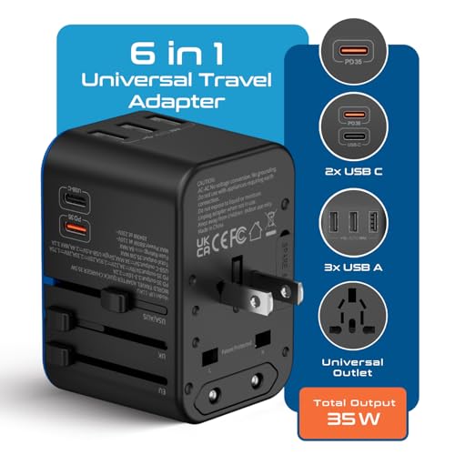 image for Ceptics Universal Travel Adapter, 35W International Power Adapter with