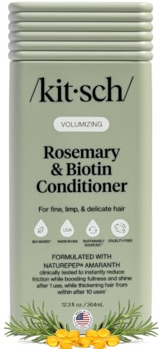 Kitsch Volumizing Rosemary & Biotin Liquid Conditioner for Women and Men for Hair Growth Boosts Fullness & Shine After 1 Use Thickening Bio-Based Hair Care Color-Safe Made in USA 12.3 oz