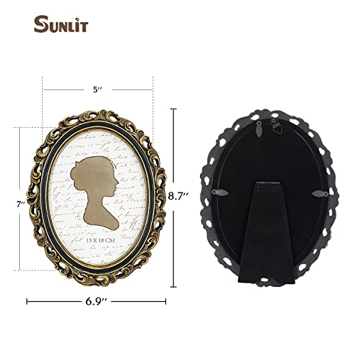 Sunlit Vintage Picture Frame 5x7 Inch, Oval Antique Photo Frames with Glass Front, Luxury Photo Display - Image 2