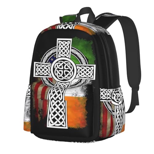 KOSUES American Irish Cross St. Patricks Day Flag Laptop Backpacks Double Shoulder Laptop Pack Bag Casual Back Pack Lightweight Daypack Bags With Side Pockets For Business Travel Hiking