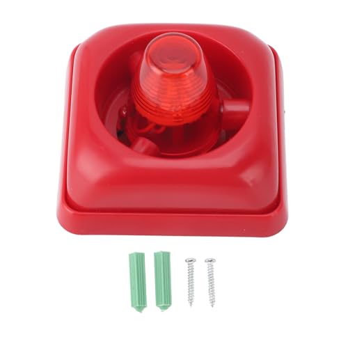 Audible Visual Alarm,LED Fire Alarm,DC12V 24V 115dB Strobe Warning Horn 3 Sound Modes Light Alarm ABS LED Flashing Alarm Fire Security Horn for Fire Detection