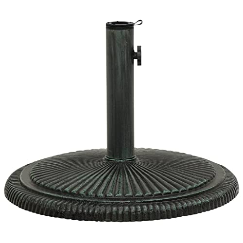 vidaXL Vintage Style Round Umbrella Base in Green Cast Iron - Sturdy and Stable Design with Floral Pattern, Versatile Diameter Fit