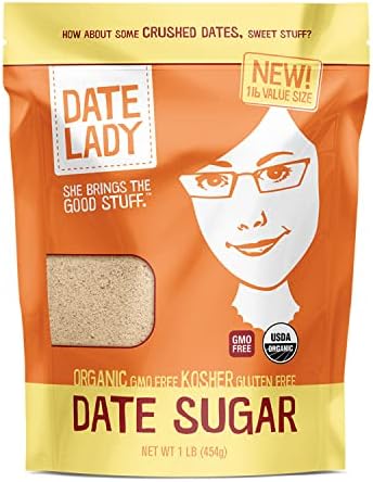 Date Lady Organic Date Sugar, 1 lb | Vegan, Paleo, Gluten Free & Kosher | Alternative Sweetener for Baking | Will Not Dissolve in Coffee (1 Bag)
