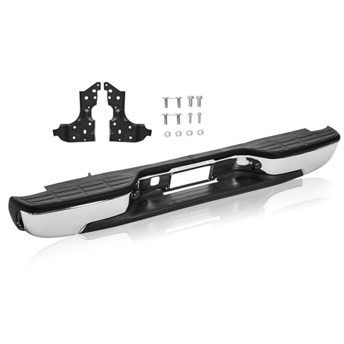 Rear Bumper Step Bumper Chrome compatible with 1999-2006 Chevy Silverado 1500 GMC Sierra 1500 07 Classic Model Non Sensor Hole
