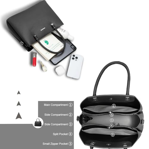 Image of Women's Top-Handle Handbags PU Leather Satchel Handbag with Detachable Shoulder Strap for Casual, Work, Traveling