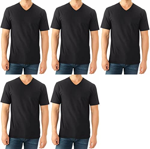 Fruit of the Loom Select Men's V-Neck T-Shirts Classic Fit Wicks Moisture Tagless 5-Pack Black 2X-Large