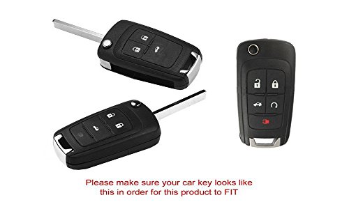 iJDMTOY Exact Fit Glossy Red Smart Key Fob Shell Cover for Chevrolet GMC 3 4 or 5 Buttons Folding Key Fob (Camaro Cruze Malibu SS Spark Volt, etc)