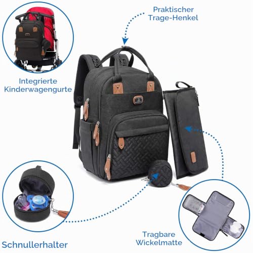 Dikaslon Großer Wickelrucksack Wickeltasche Kinderwagengurte für Eltern – Ansicht 2