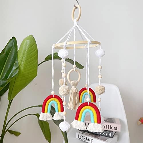 Xzbling Crib Toys Hanging - Baby Crib Mobile for Girls Princess,Crib Mobile Felt Balls, Crib Nursery Mobile Star Ball Rainbow for Baby Boys and Girls, Boho Nursery Decor