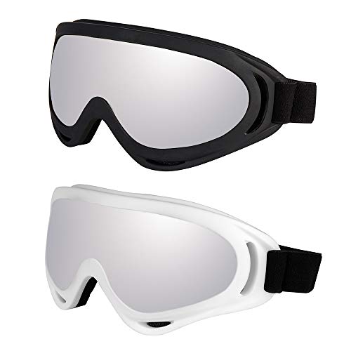 Image of LJDJ Motorcycle Goggles - Glasses Set of 2 - Dirt Bike ATV Motocross Anti-UV Adjustable Riding Offroad Protective Combat Tactical Military Goggles for Men Women Kids Youth Adult