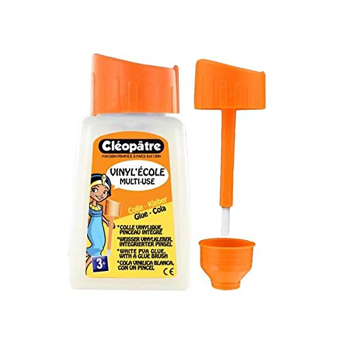 CLÉOPÂTRE Lot de 3 pots de colle Vinyl'école en 80 gr avec pinceau incorporé