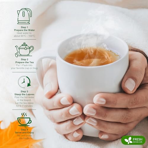 Image of FreshDrinkUS, 30 Tea Bags of Herbal Day Cleanse Tea - 30 Day Program | Refreshing Mint Blend with Dandelion, Senna & Hibiscus | Naturally Supports Wellness & Light-Feeling | Caffeine-Free Herbal Tea