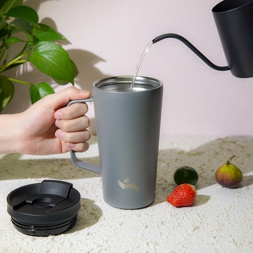 Image of Konokyo 22 oz Insulated Tumbler with Handle & Straw, Stainless Steel Mug