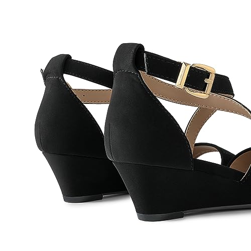 Image of DREAM PAIRS Women's Low Wedge Sandals Ankle Strap Heel Sandal Open Toe Wide Dress Summer Shoes