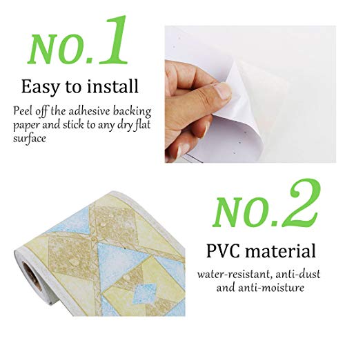 Cenefa de papel de pared autoadhesiva para cocina y baño con diseño de rombos PVC 4