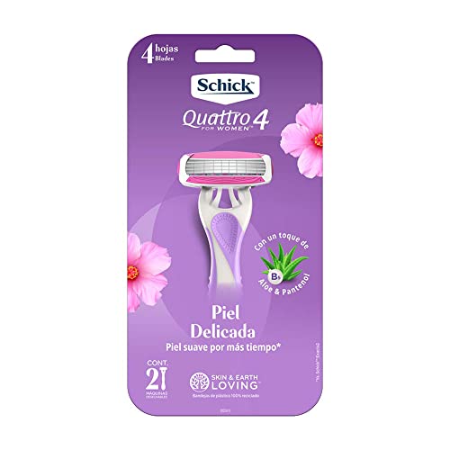 Depiladoras, Drugstore Schick Quattro Rastrillos para Mujer Piel Delicada 2 pz