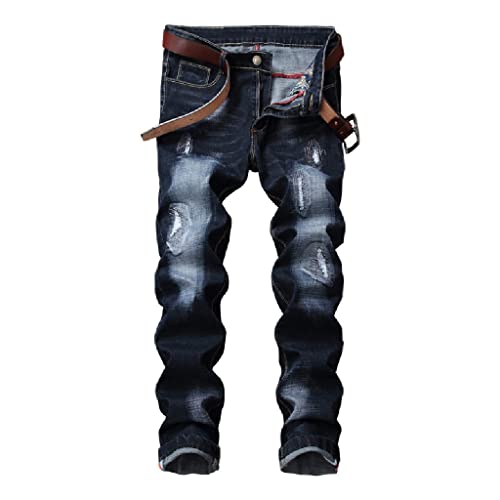 Jeans slim-fit jambe droite usé pantalon denim mode homme tendance