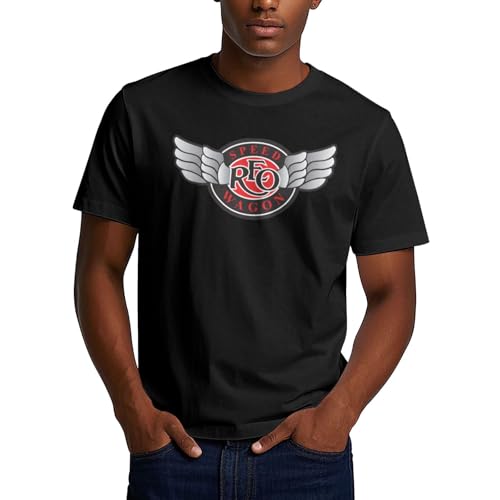 Man's Round-Neck Tee for REO Speeds Wagon T-Shirts,Breathable Classic Short Sleeve T Shirt X-Large Black