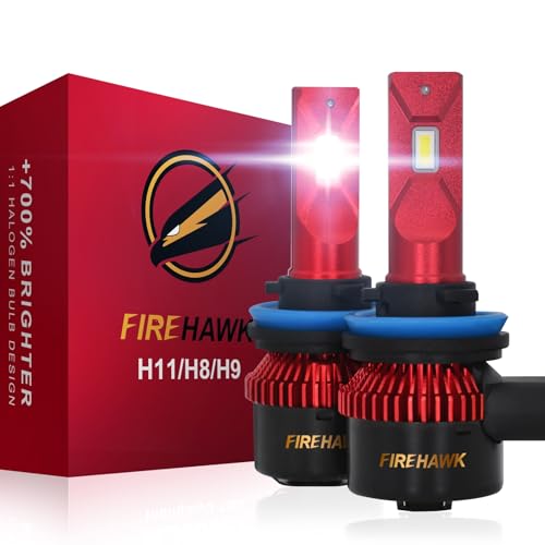 Image of Firehawk H11 /H8 /H9 /H16 Bulbs 50000LM Pure White 6000K Plug & Play IP68 Waterproof Fog Light, Pack of 2