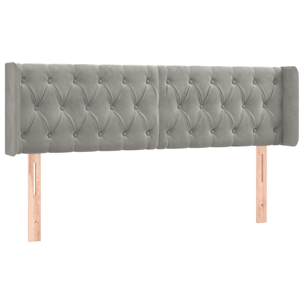 vidaXL Testiera ad Orecchio Grigio Chiaro 163x16x78/88 cm in Velluto