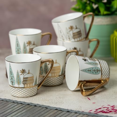 Image of Clay Craft Fine Ceramic Rock Coffee Mug Set of 6-160 Ml Each, Mugs for Coffee, Cups Set, Ideal for Gifting, Perfect for Home & Office, Elegant Ceramic Tea Cup Set (E609)