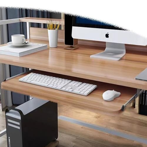IMUNKT Cassetto per Tastiera Estraibile sotto Scrivania, Vassoio per Tastiera Scorrevole, 54/60/70x27cm, Supporto Tastiera per Scrivania E Tavolo PC, Porta Mouse(Walnut,21'x11' (54x27cm))