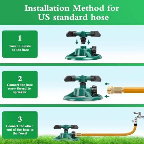Image of Automatic 360 Rotating Adjustable 3 Arm Lawn Water Sprinkler for Watering Garden Plants /Hose Irrigation Yard Water Sprayer (Sprinkler Pack 2)